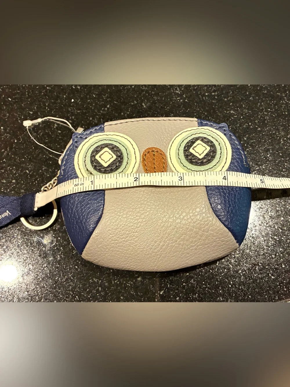Relic Owl Change Purse Attached Key Chain Zip Top Blue Gray NWOT